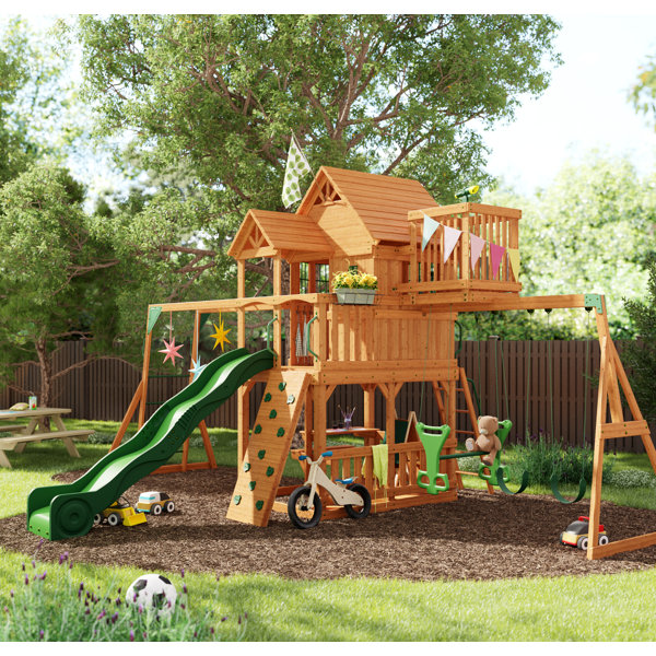 Backyard Discovery Skyfort II All Cedar Swing Set & Reviews Wayfair